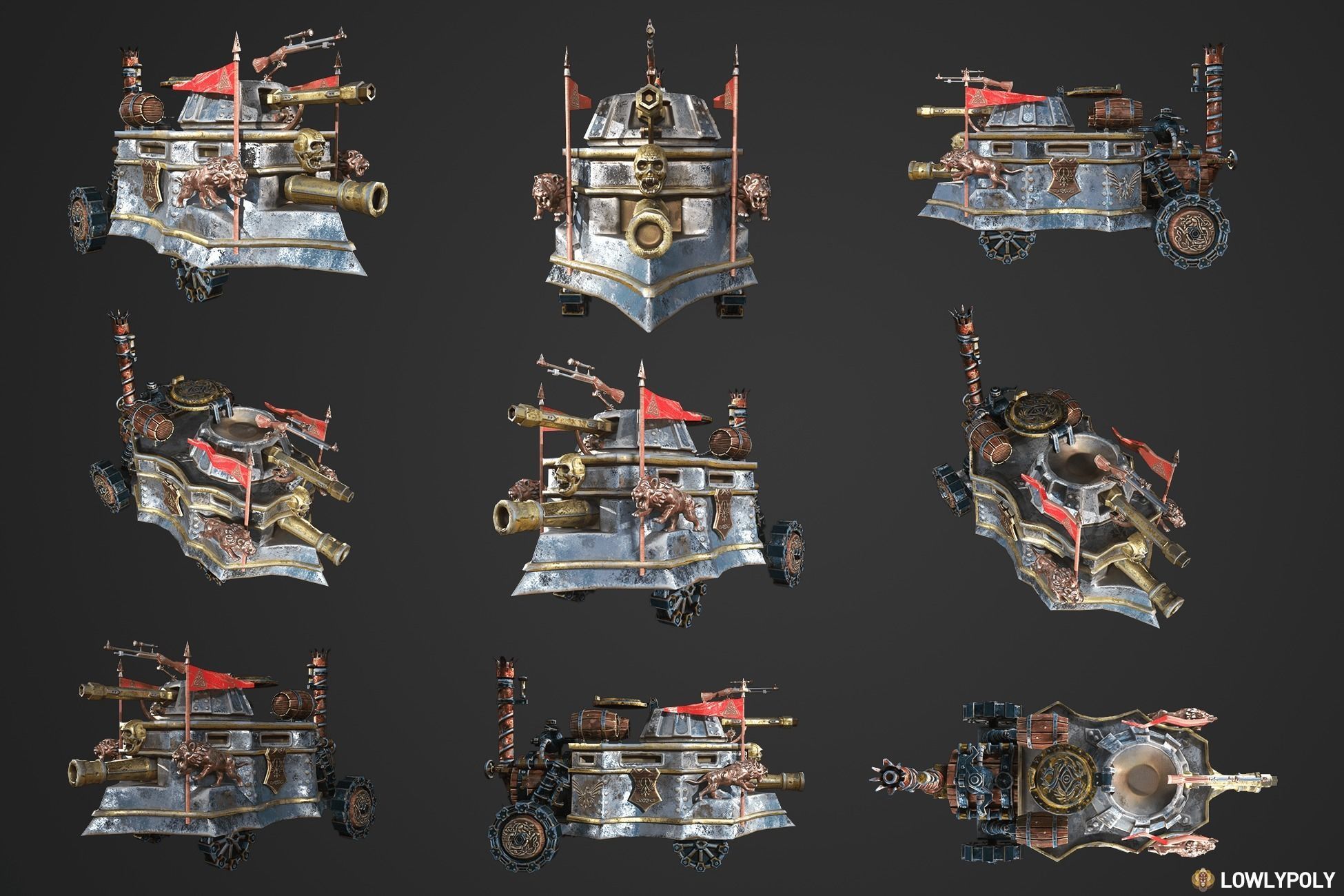 Stylized Tanks Bundle Low-poly 3D model_2
