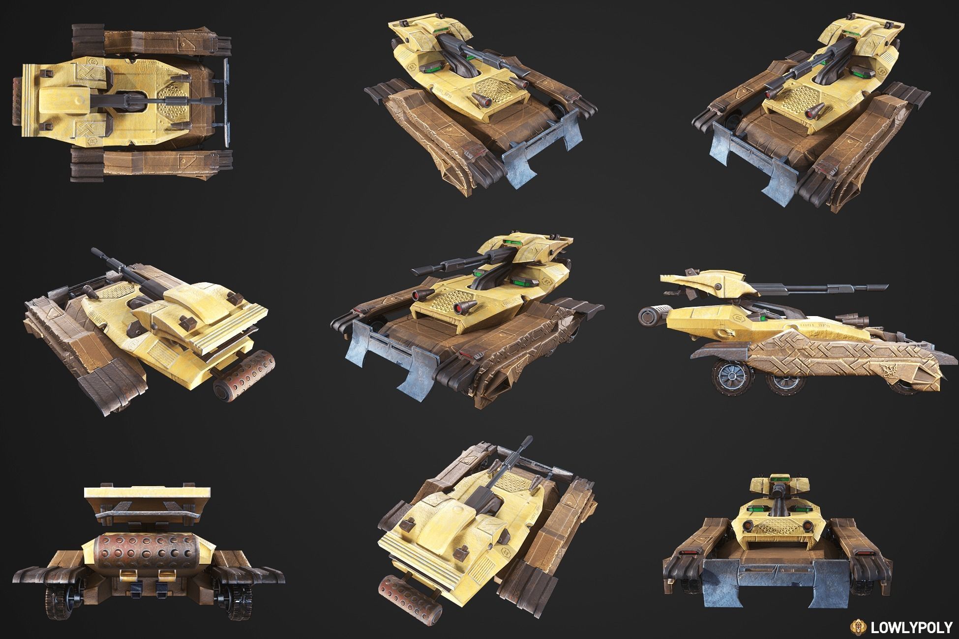 Stylized Tanks Bundle Low-poly 3D model_10