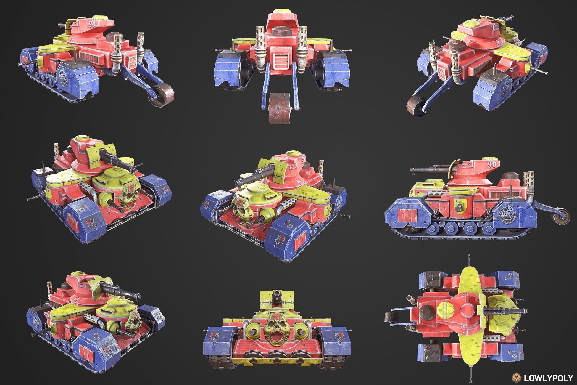 Stylized Tanks Bundle Low-poly 3D model_7