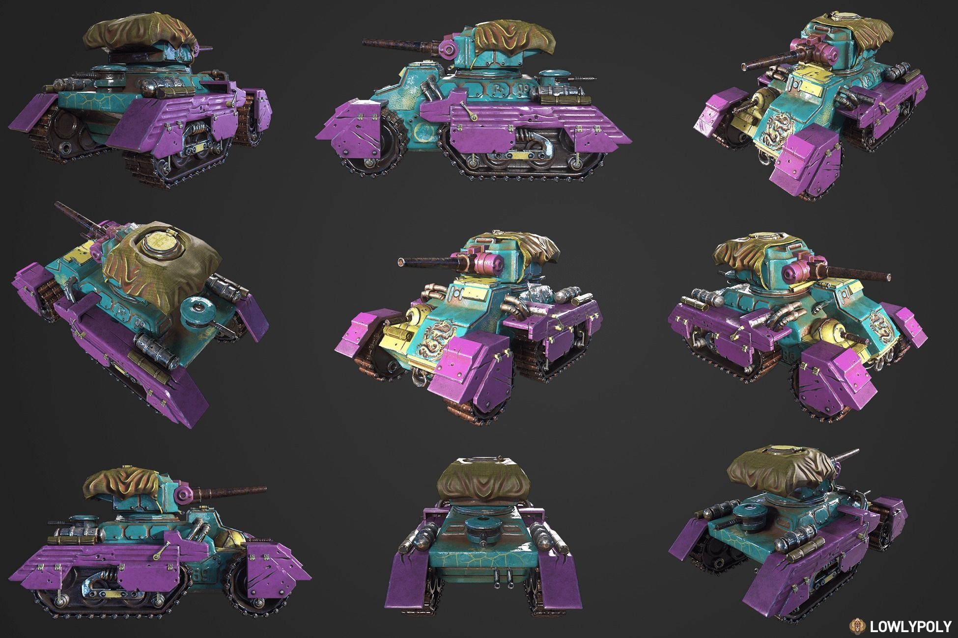 Stylized Tanks Bundle Low-poly 3D model_4