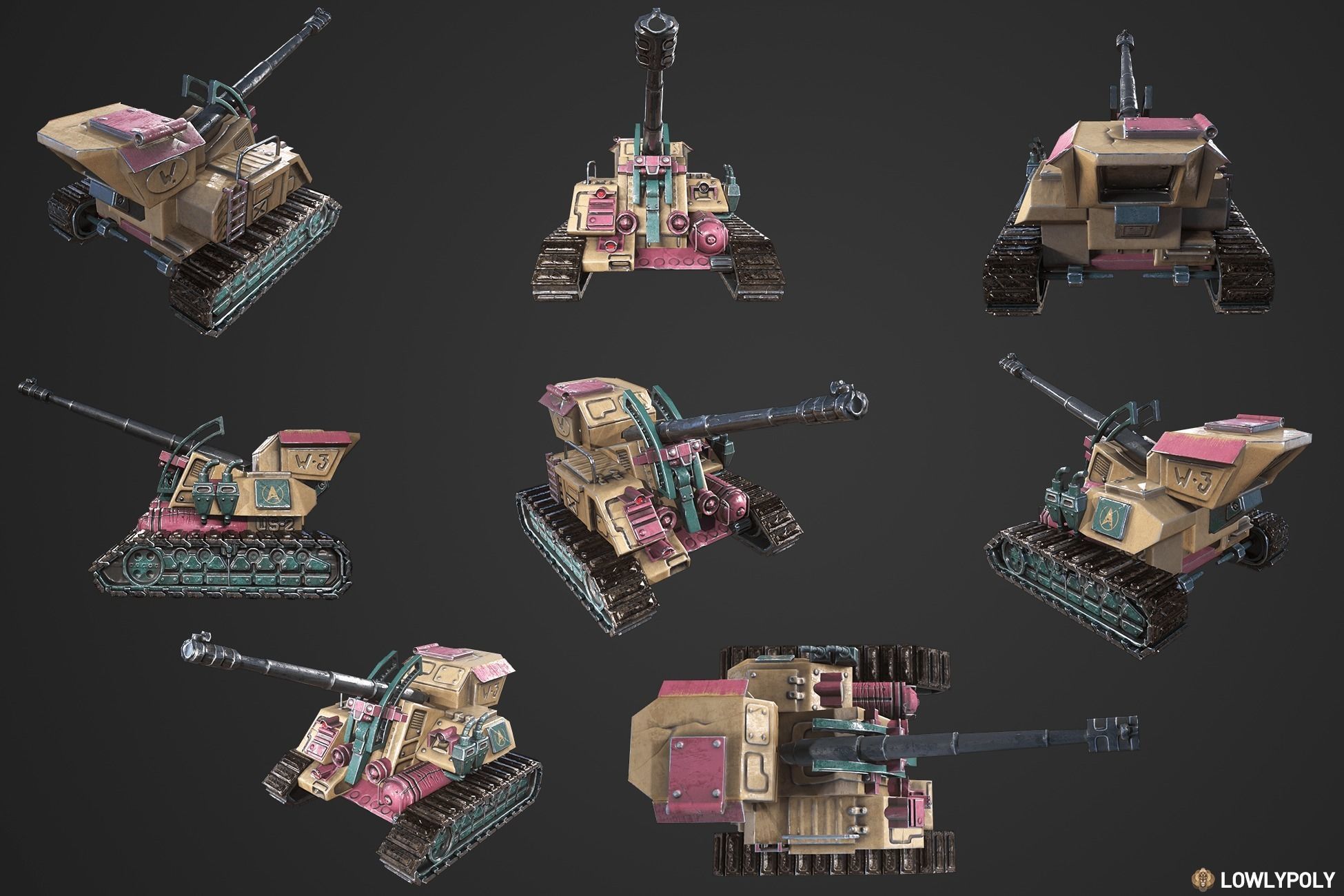 Stylized Tanks Bundle Low-poly 3D model_1