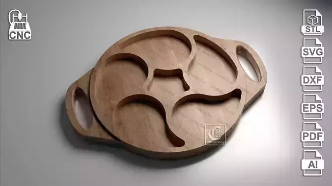 Serving Tray - 3D STL file and vector files for CNC  3D model