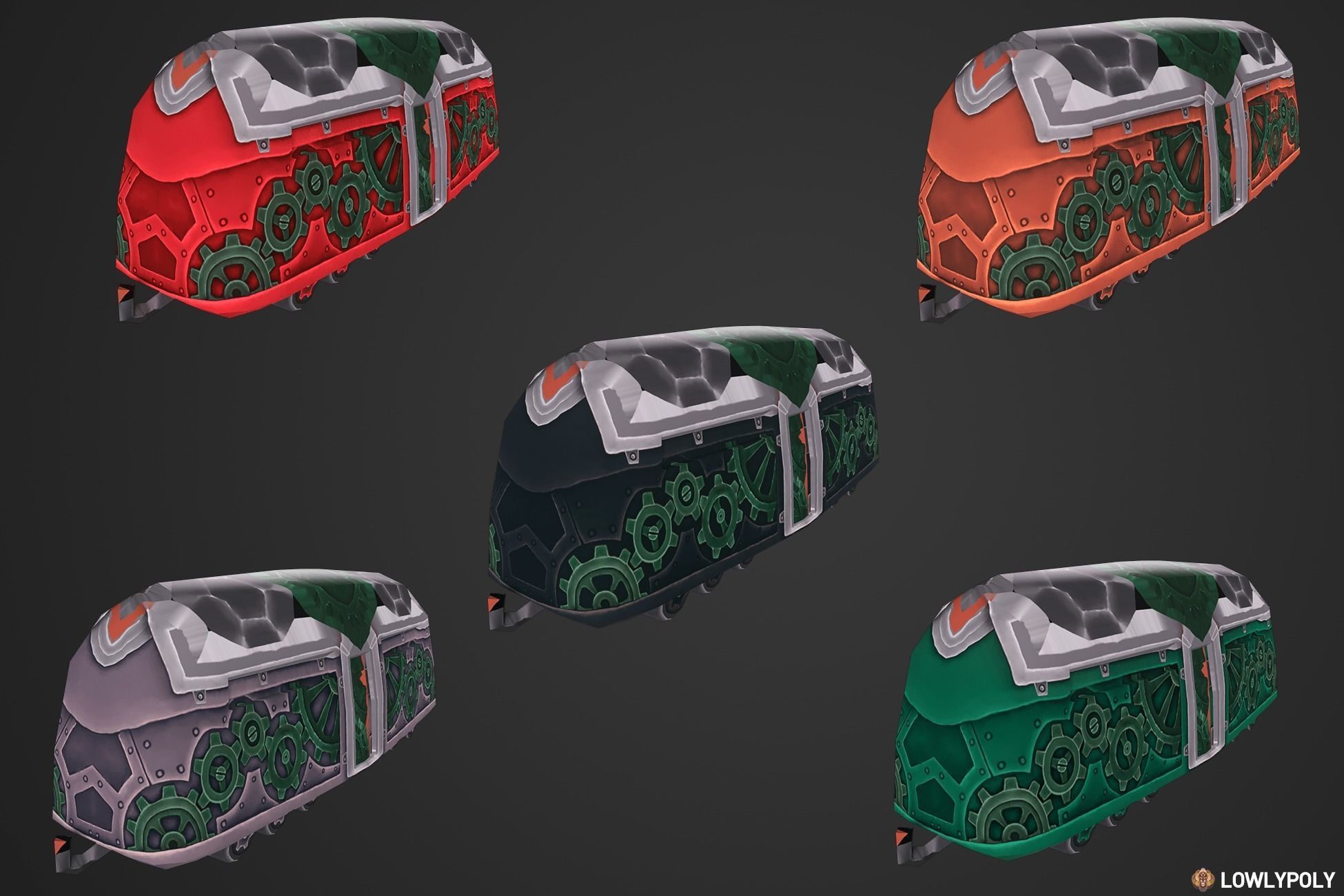 Stylized Railway Modular Constructor Low-poly 3D model_3