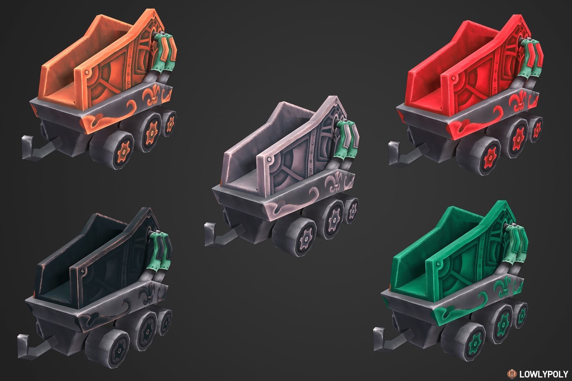 Stylized Railway Modular Constructor Low-poly 3D model_5