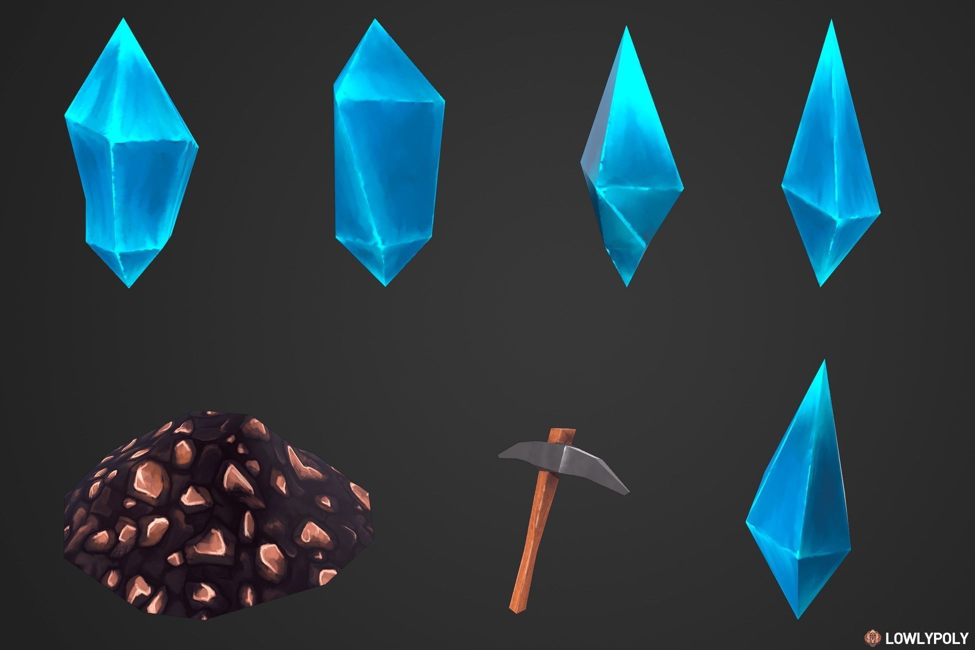 Stylized Railway Modular Constructor Low-poly 3D model_16