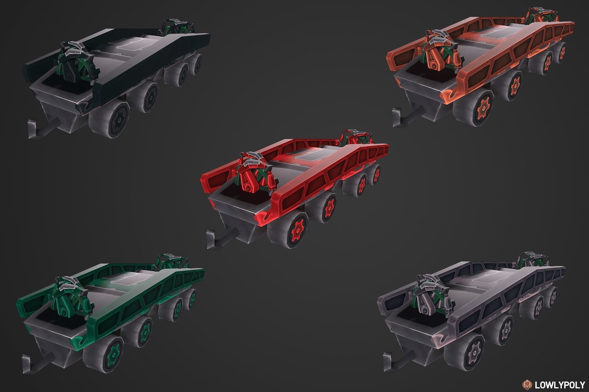 Stylized Railway Modular Constructor Low-poly 3D model_4