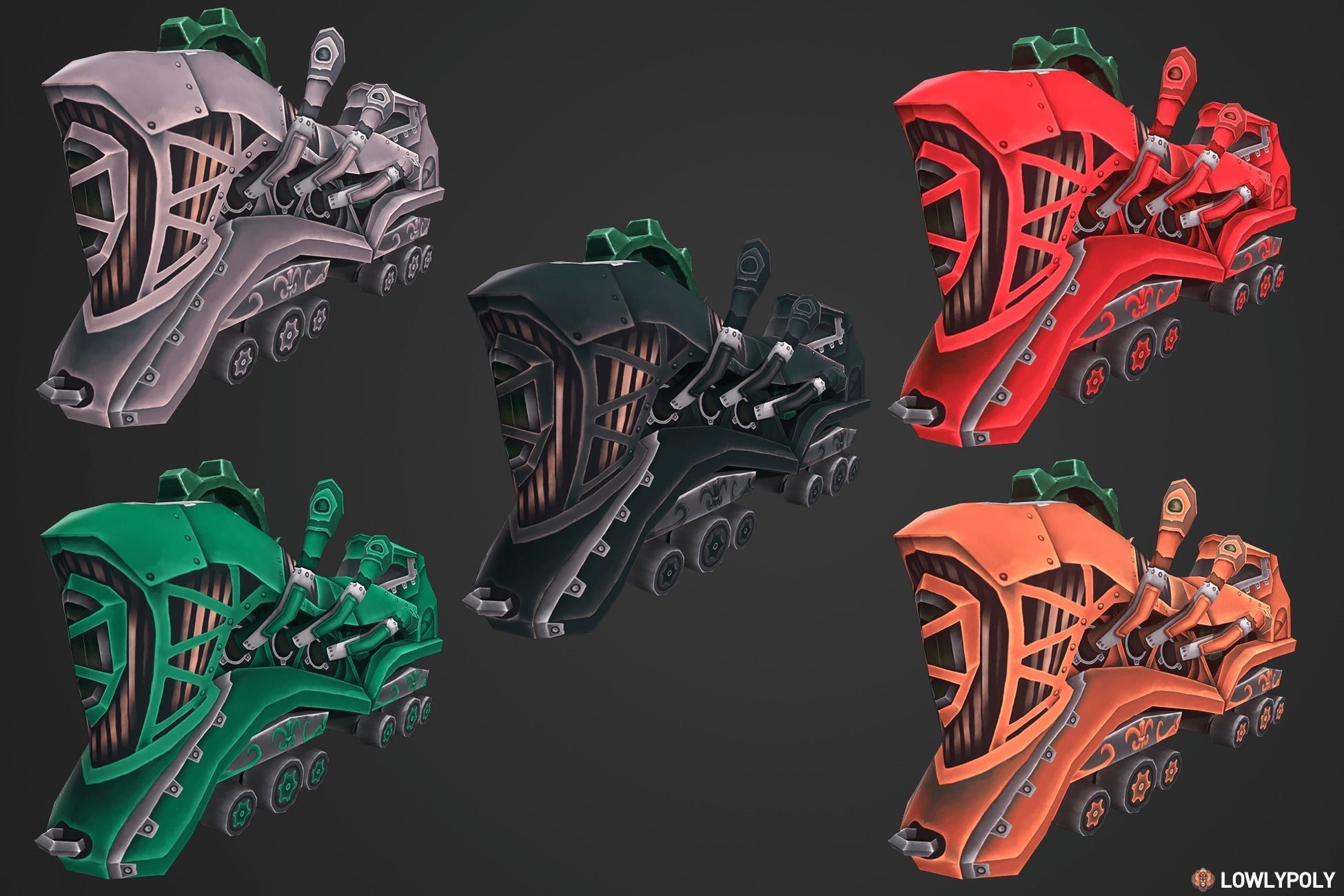 Stylized Railway Modular Constructor Low-poly 3D model_1