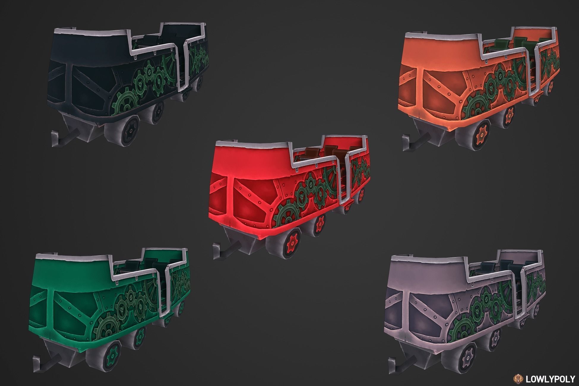 Stylized Railway Modular Constructor Low-poly 3D model_2