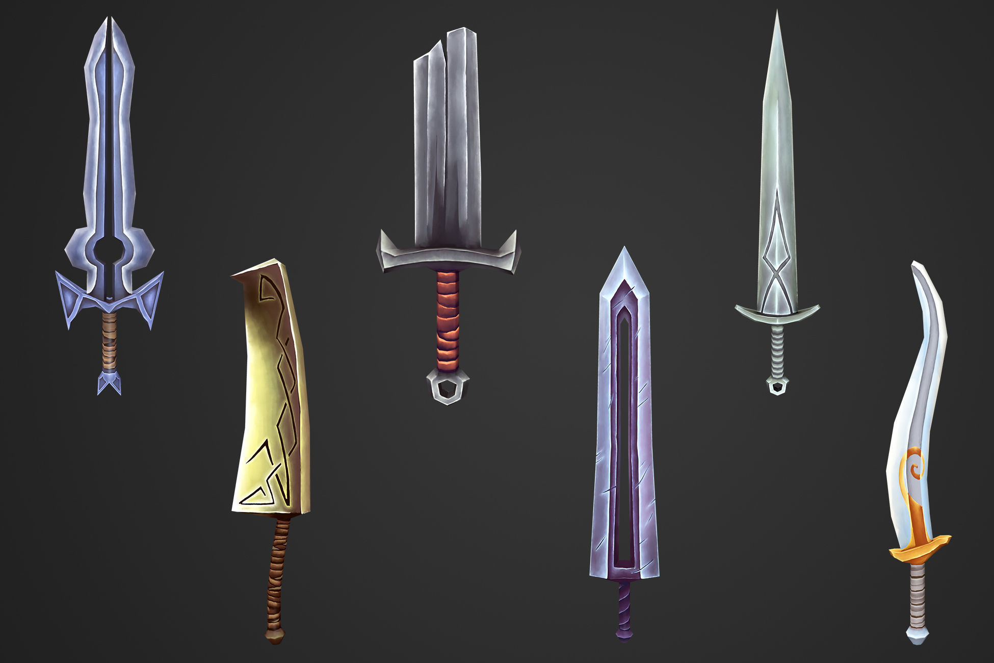 Stylized Weapons Collection Low-poly 3D model_1