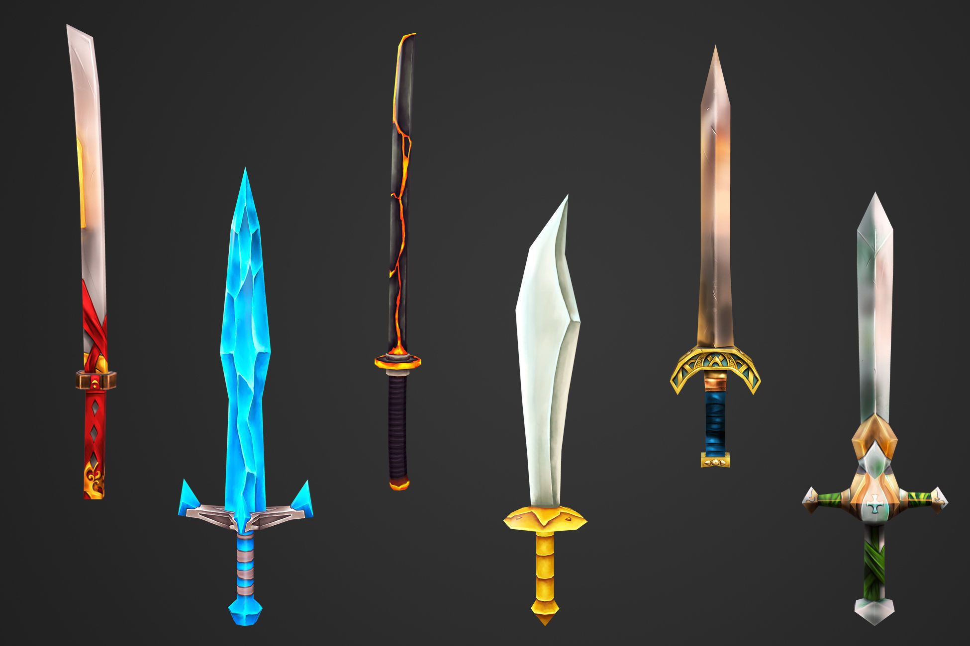 Stylized Weapons Collection Low-poly 3D model_8
