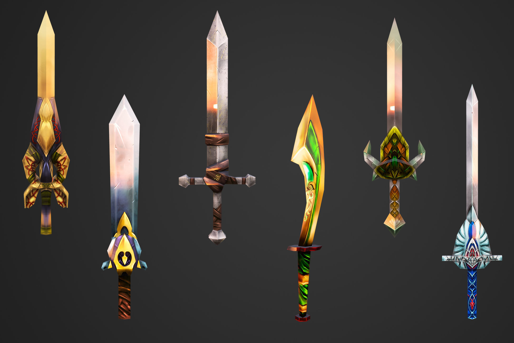Stylized Weapons Collection Low-poly 3D model_3
