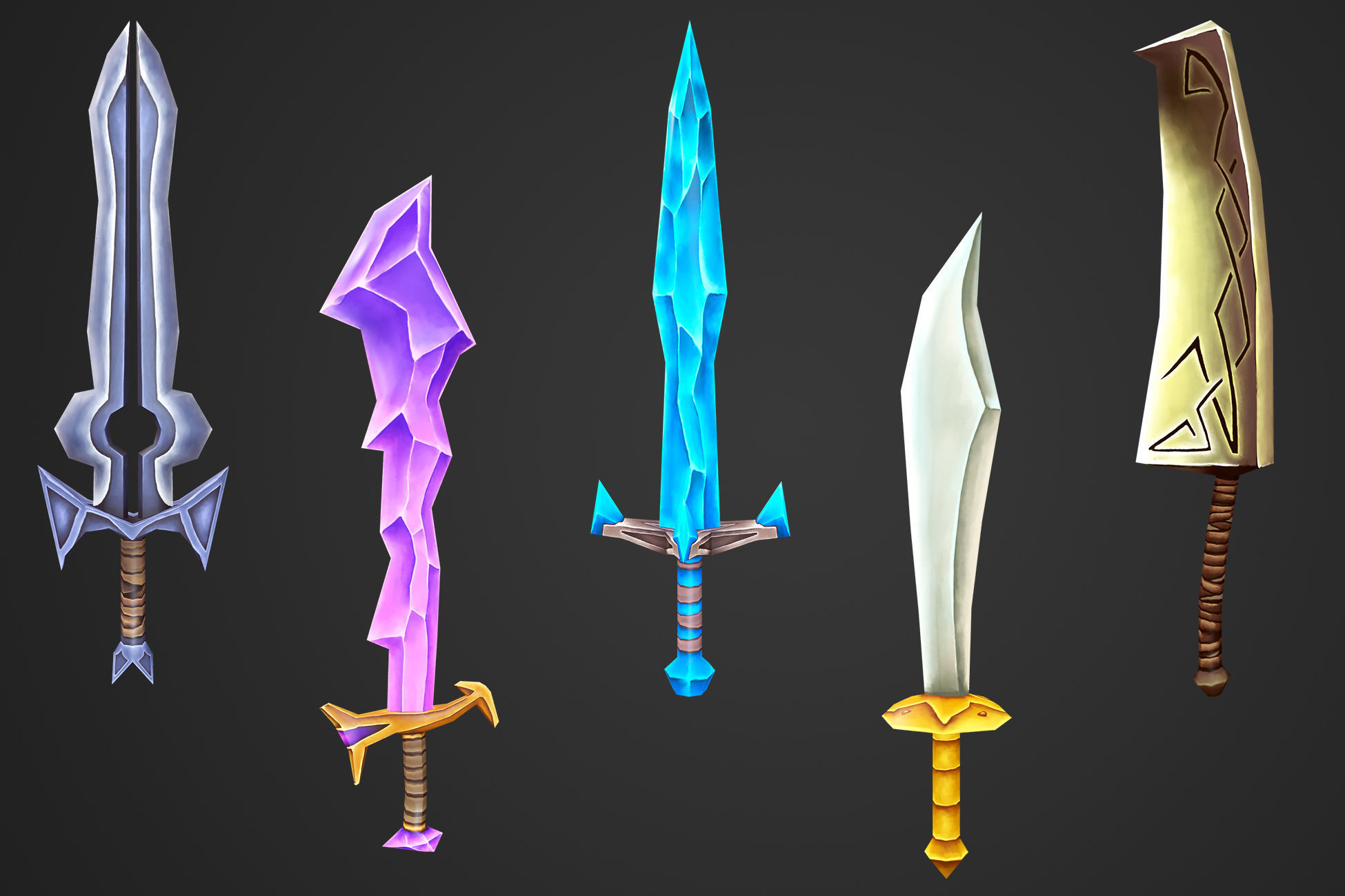 Stylized Weapons Collection Low-poly 3D model_10
