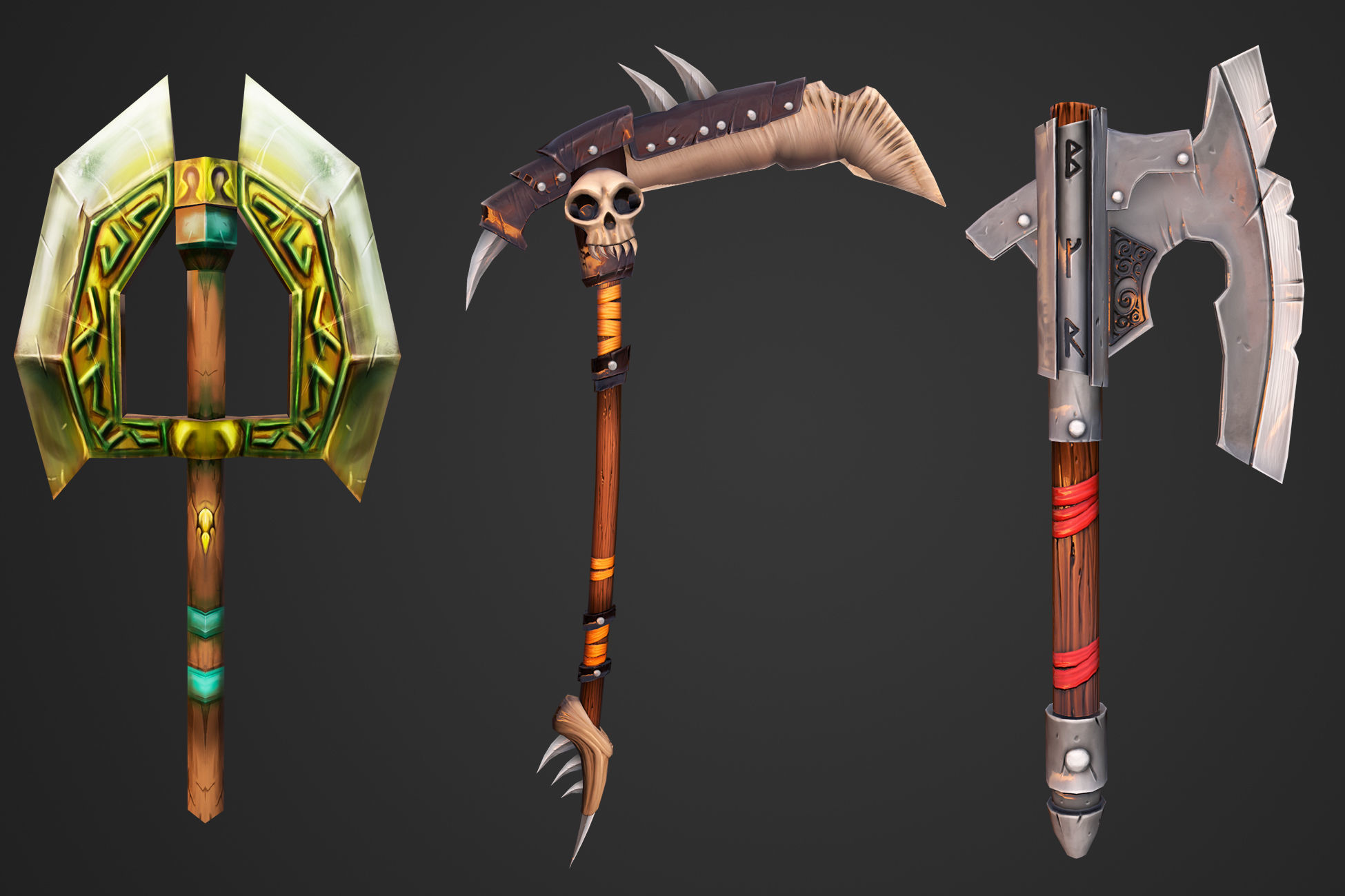 Stylized Weapons Collection Low-poly 3D model_6