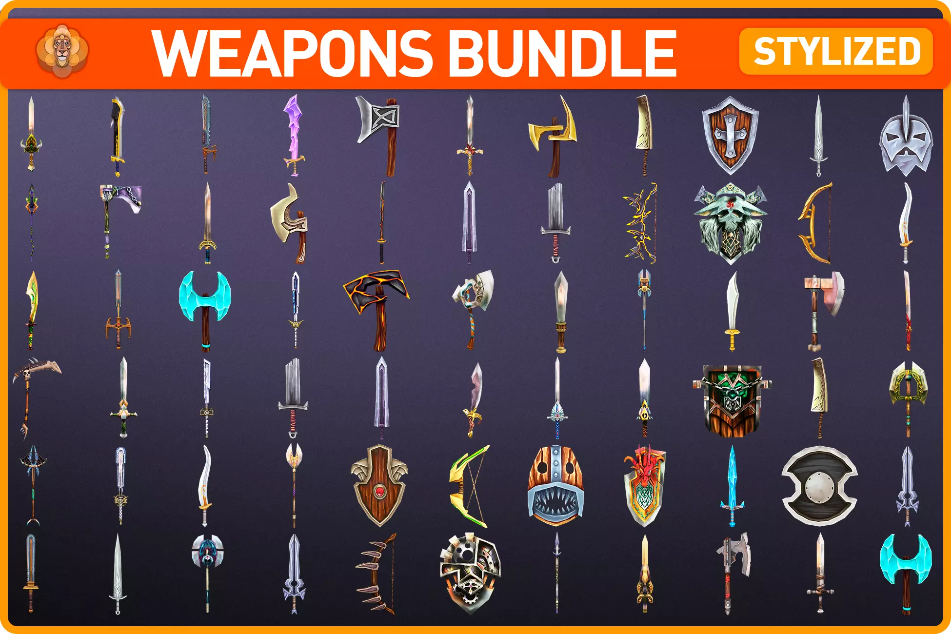 Stylized Weapons Collection Low-poly 3D model_0