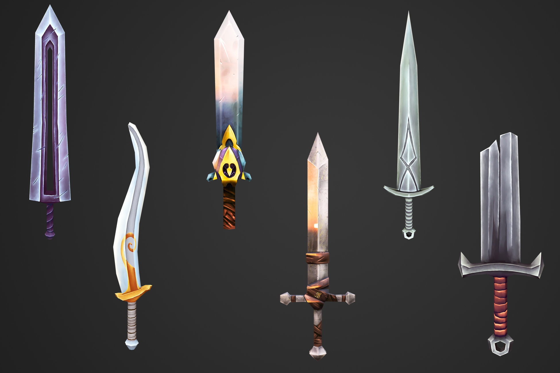 Stylized Weapons Collection Low-poly 3D model_11