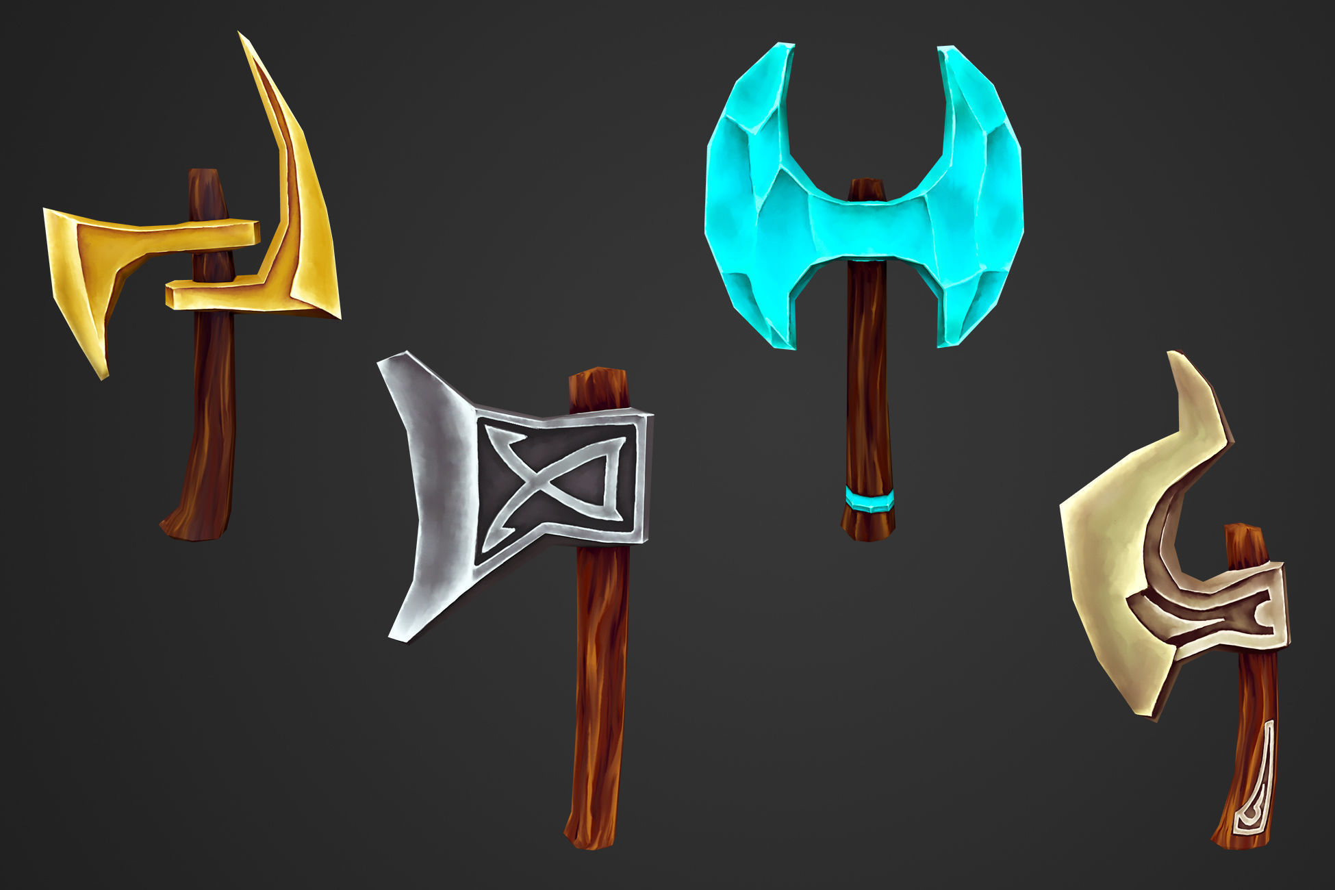 Stylized Weapons Collection Low-poly 3D model_9