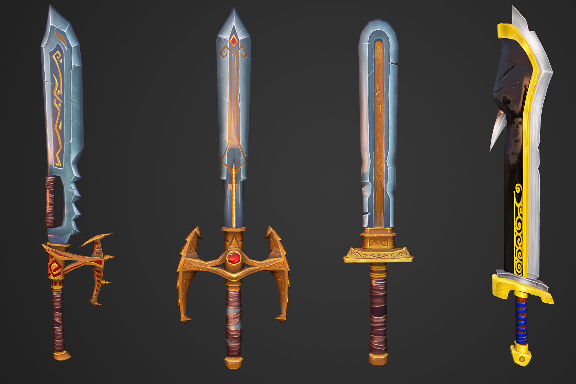 Stylized Weapons Collection Low-poly 3D model_4