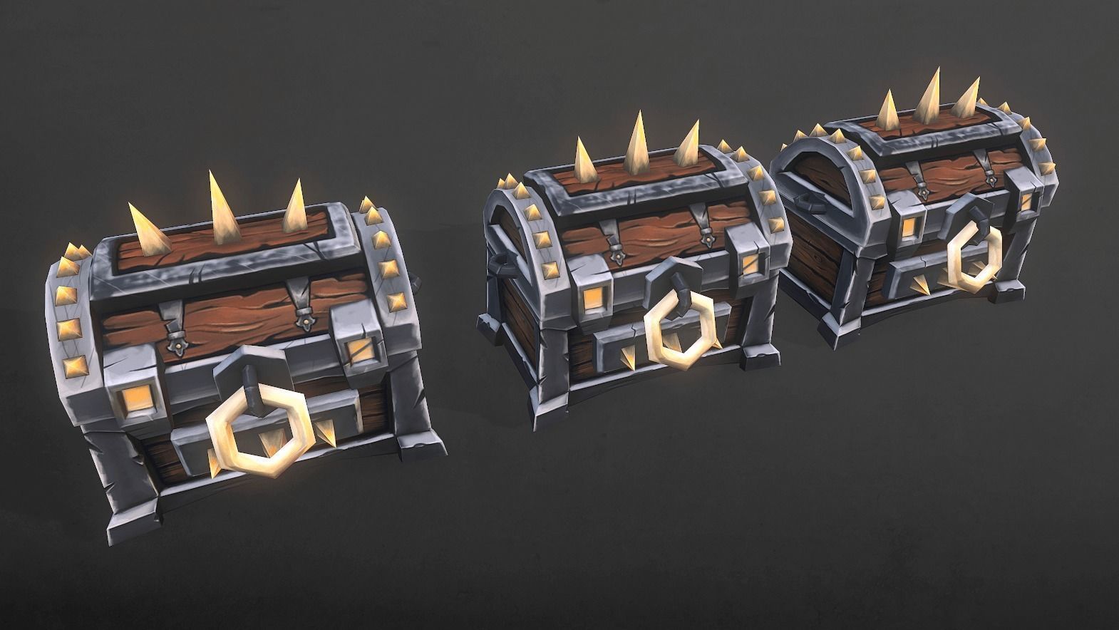 Treasure Chest Bundle Low-poly 3D model_4