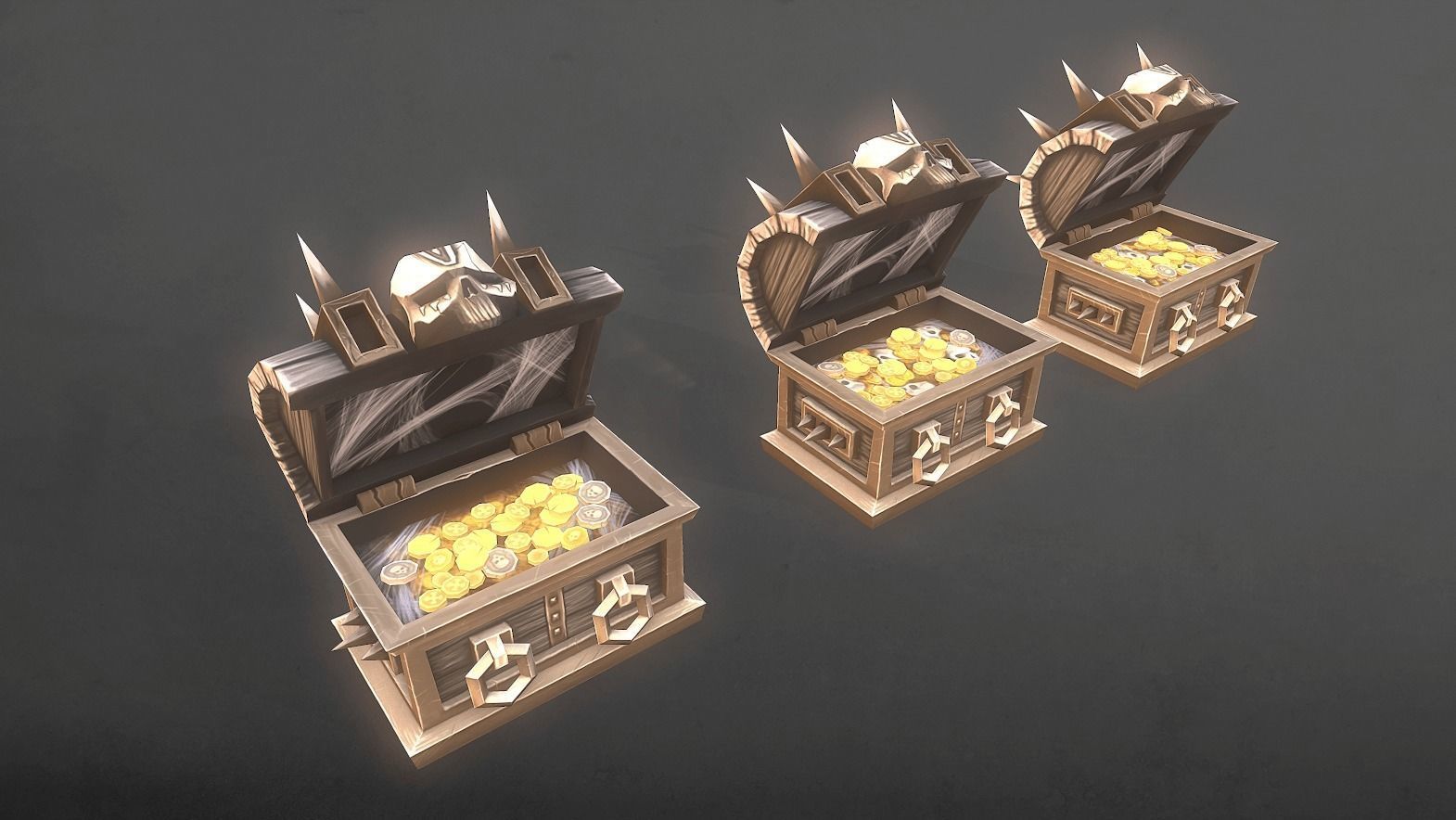 Treasure Chest Bundle Low-poly 3D model_3