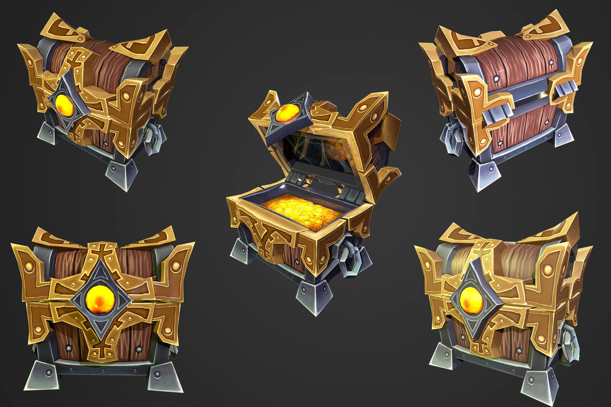 Treasure Chest Bundle Low-poly 3D model_1