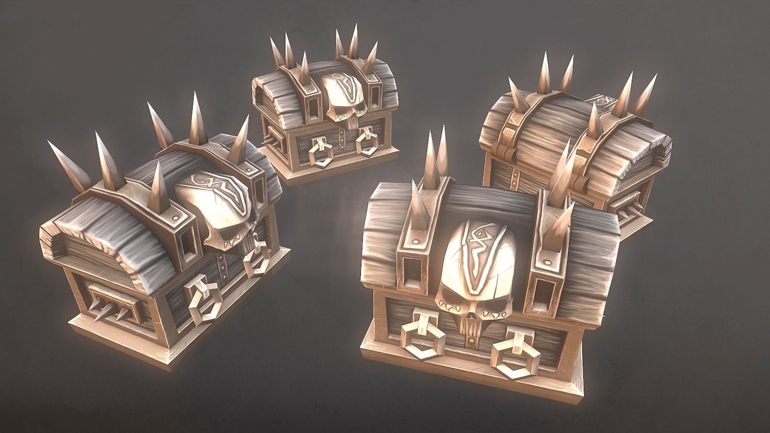 Treasure Chest Bundle Low-poly 3D model_12