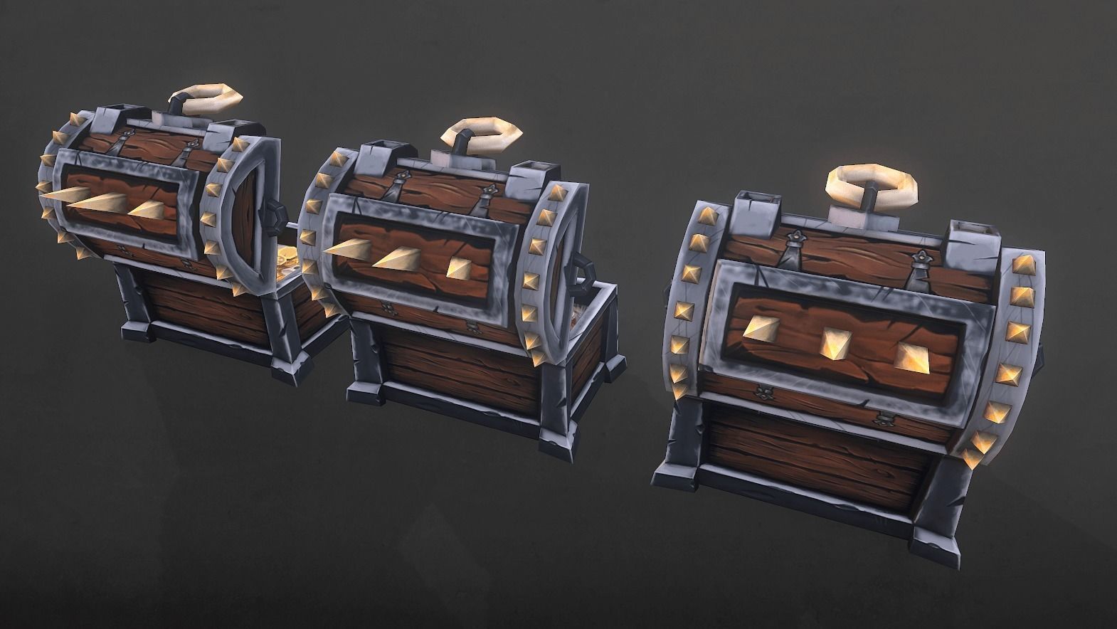 Treasure Chest Bundle Low-poly 3D model_11