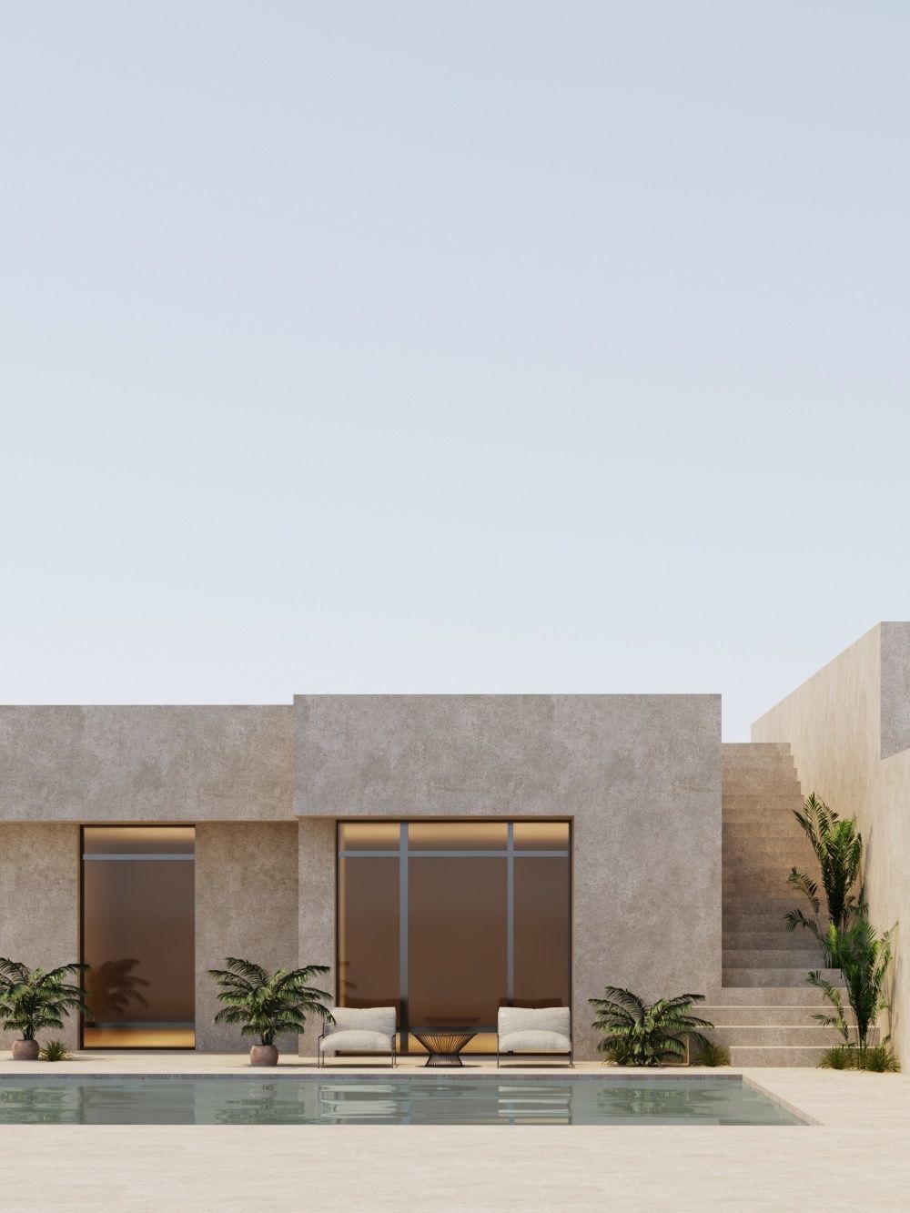 VRay - 3DS MAX scene files Minimal house Exterior 3D model Low-poly 3D model_1