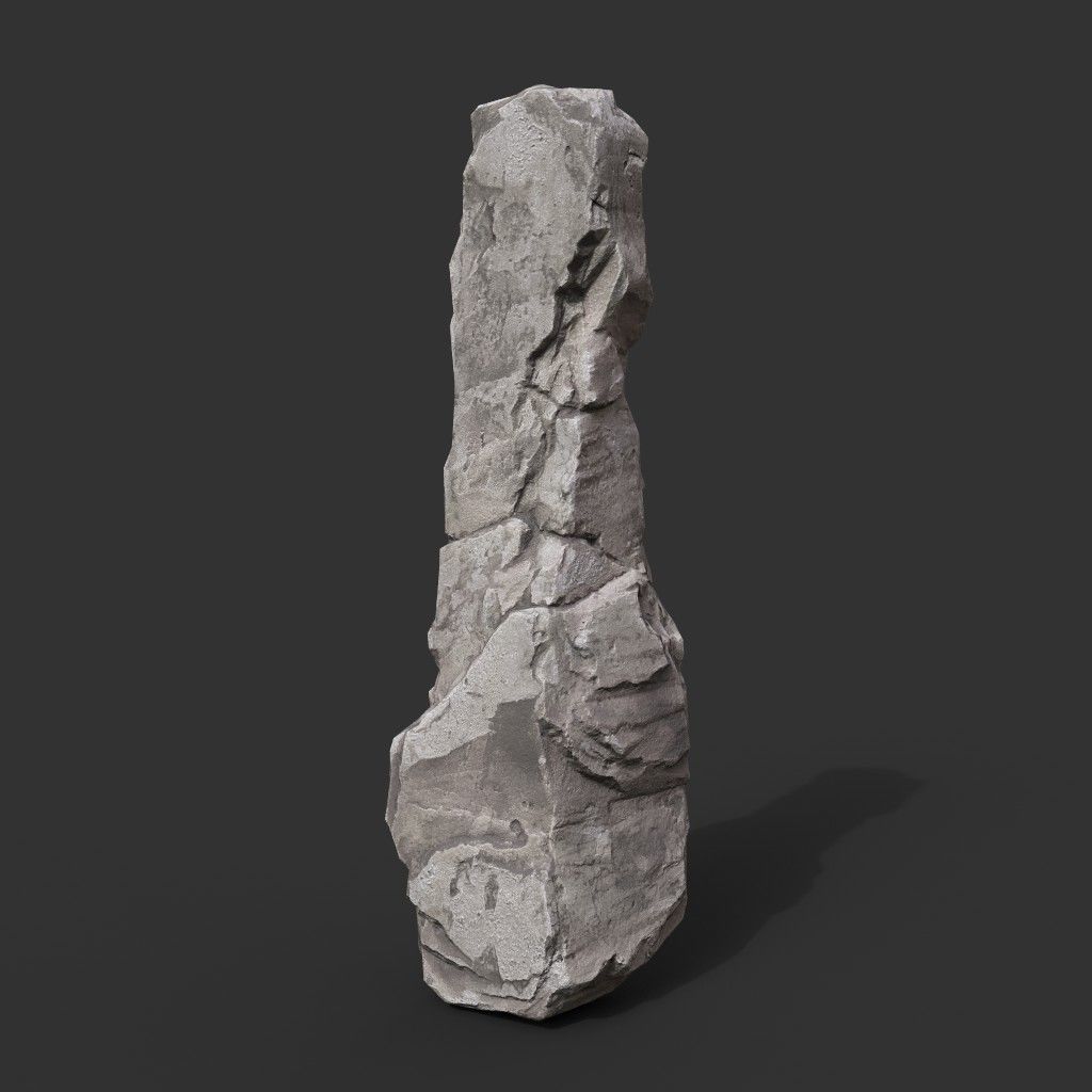 Gray Vertical Rock Modular 221120 - Ultra HD 16K Texture Low-poly 3D model_1