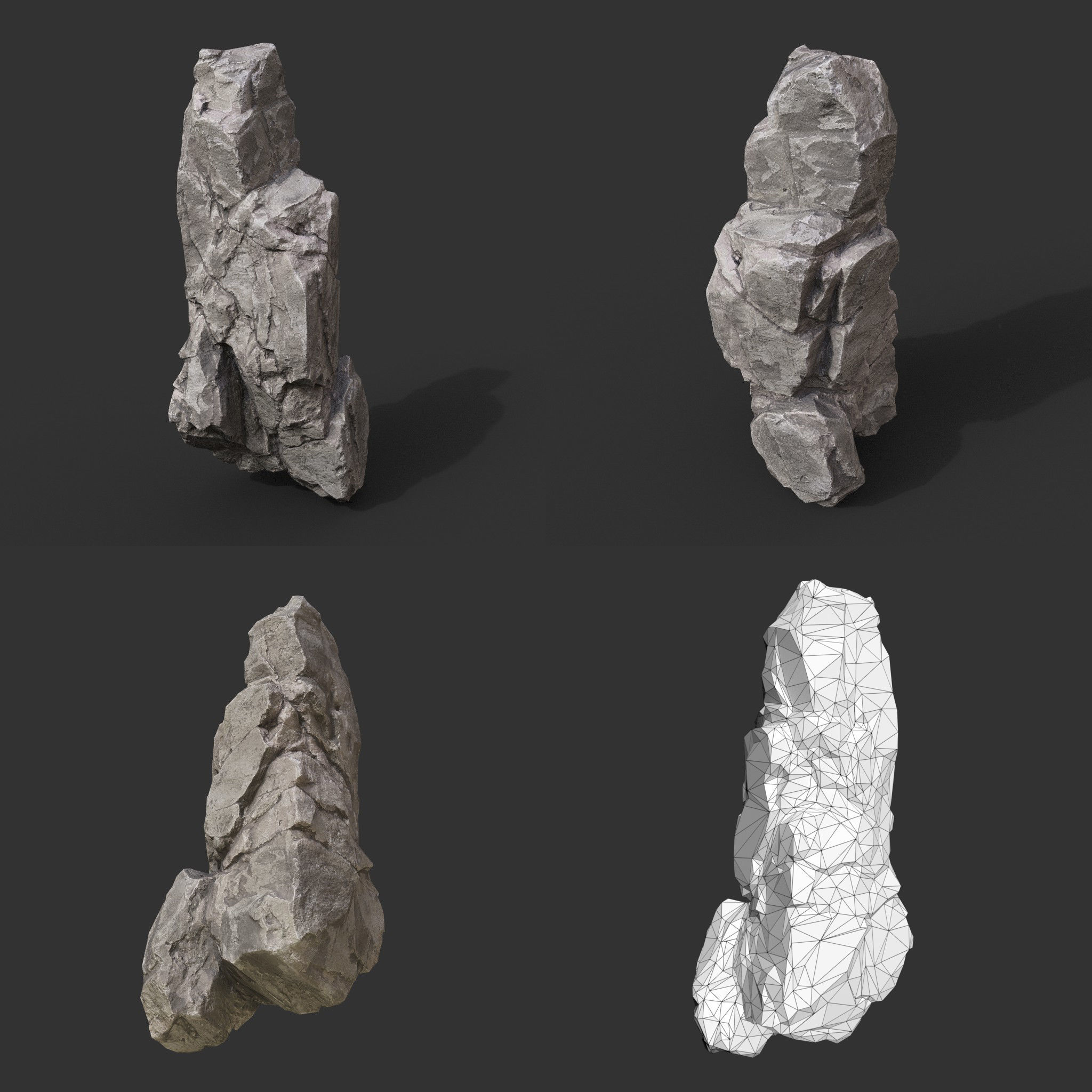 Gray Vertical Rock Modular 221120 - Ultra HD 16K Texture Low-poly 3D model_6