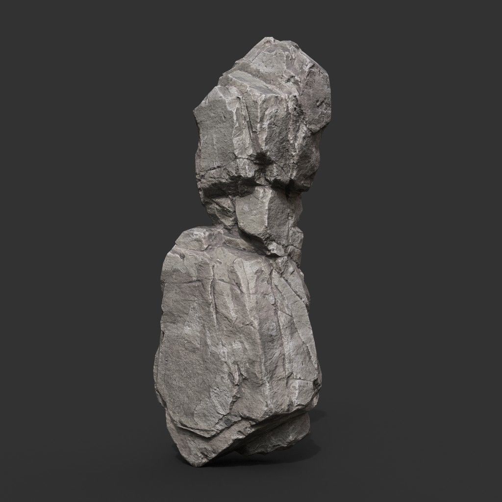 Gray Vertical Rock Modular 221120 - Ultra HD 16K Texture Low-poly 3D model_7