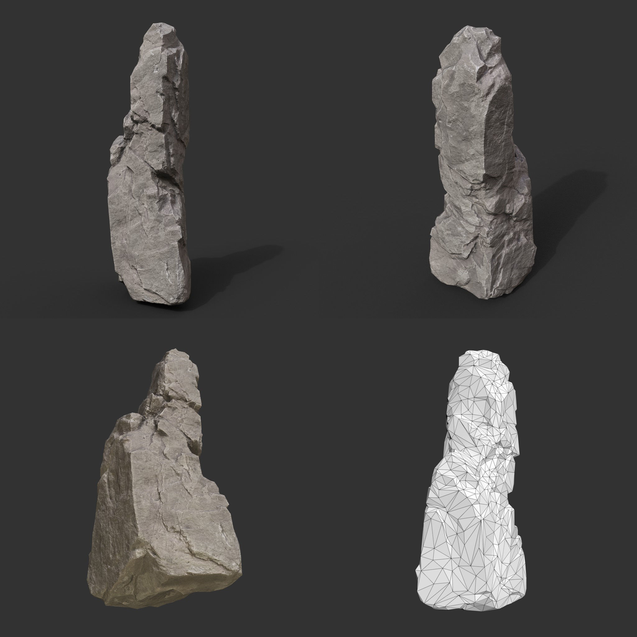 Gray Vertical Rock Modular 221120 - Ultra HD 16K Texture Low-poly 3D model_16