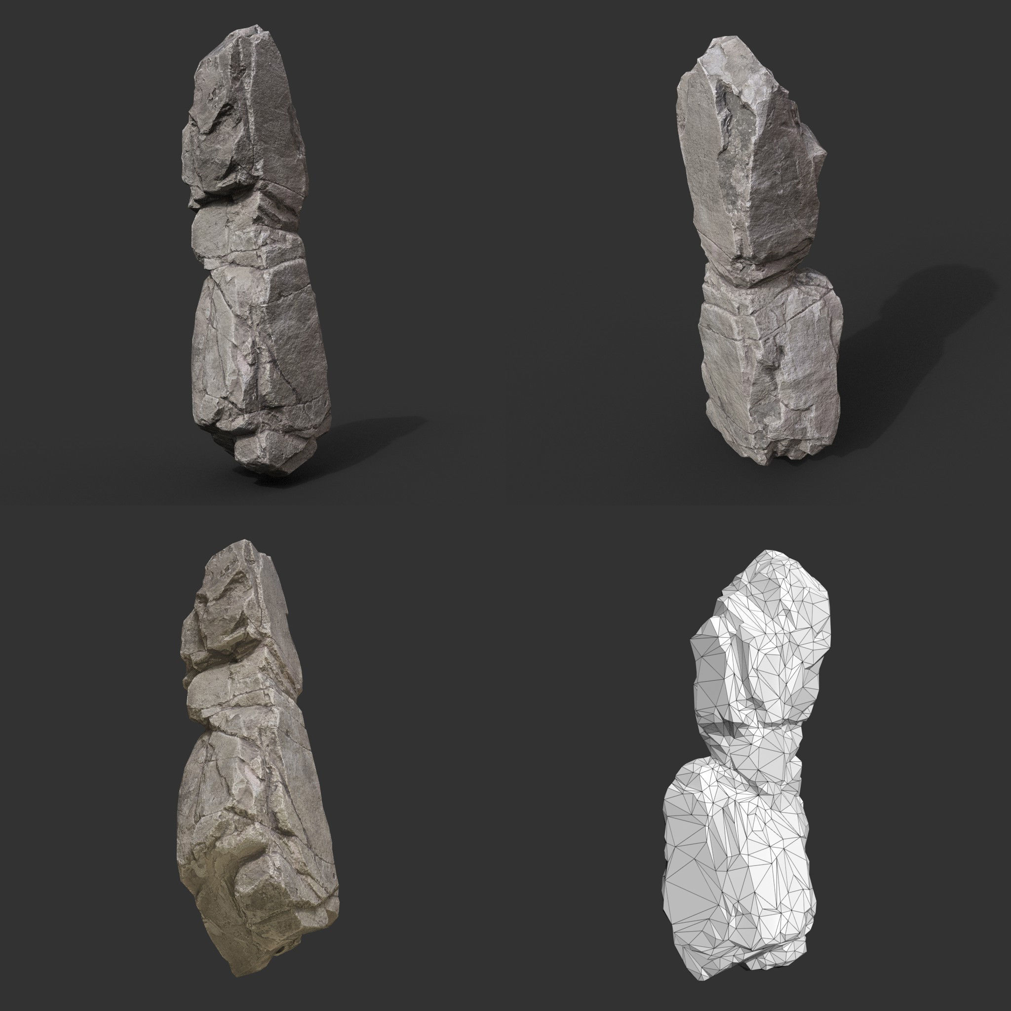 Gray Vertical Rock Modular 221120 - Ultra HD 16K Texture Low-poly 3D model_8