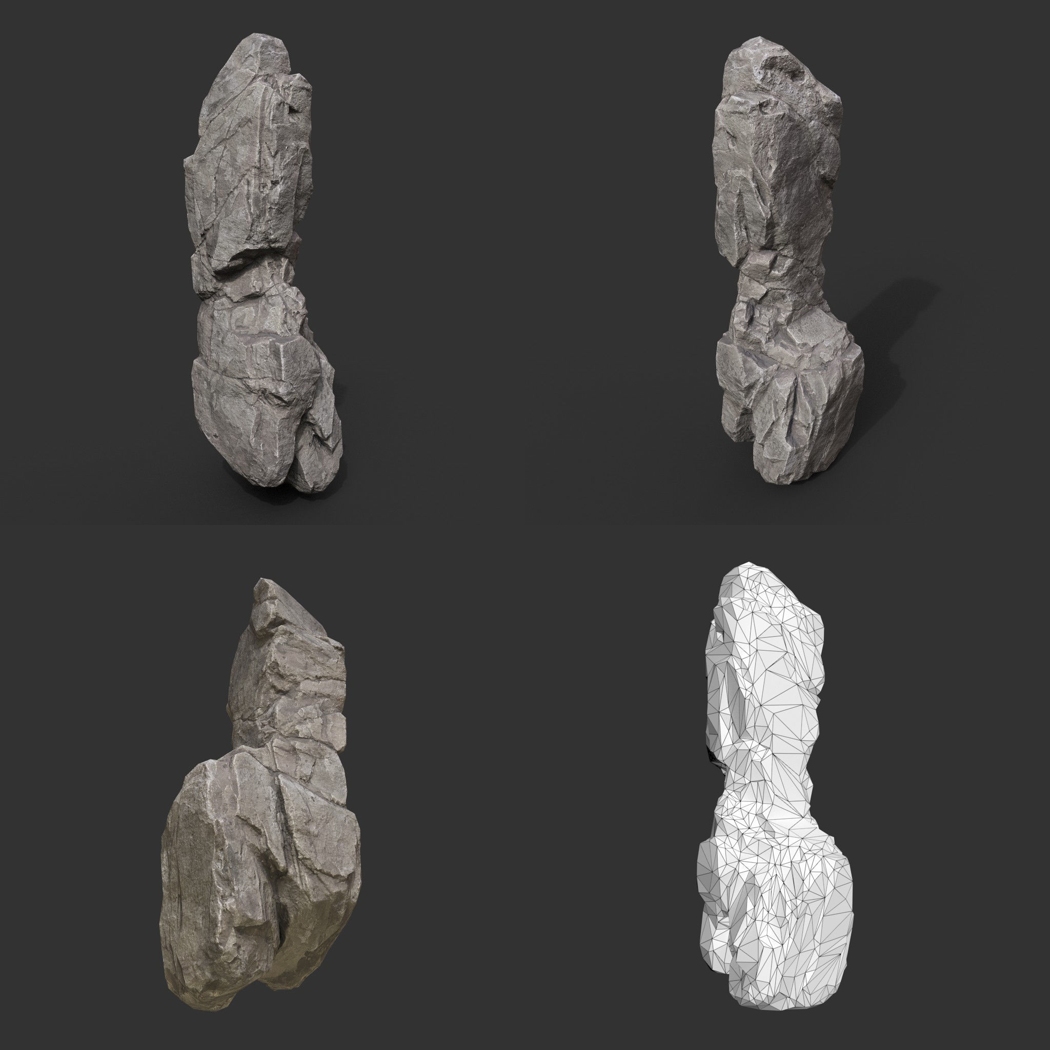 Gray Vertical Rock Modular 221120 - Ultra HD 16K Texture Low-poly 3D model_4