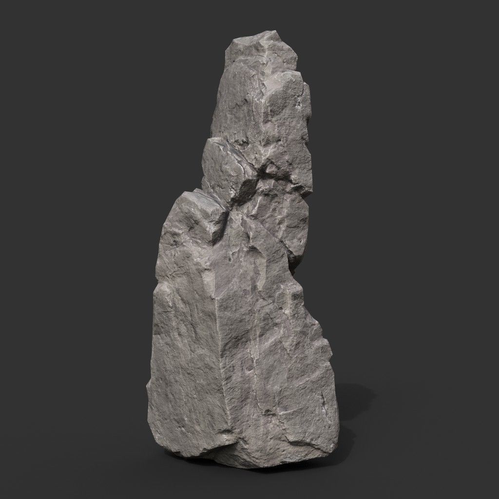 Gray Vertical Rock Modular 221120 - Ultra HD 16K Texture Low-poly 3D model_15