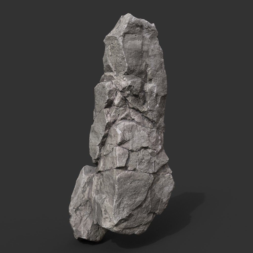 Gray Vertical Rock Modular 221120 - Ultra HD 16K Texture Low-poly 3D model_5