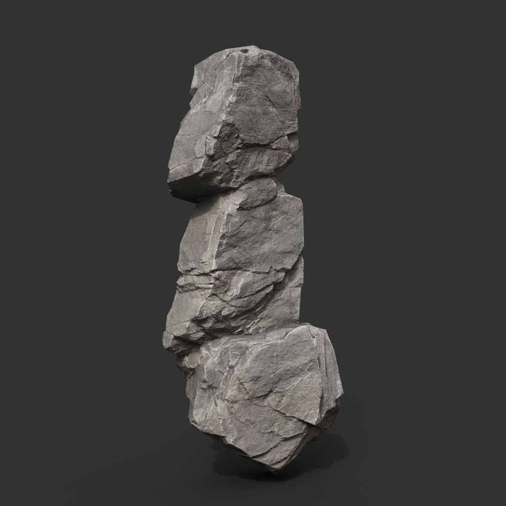 Gray Vertical Rock Modular 221120 - Ultra HD 16K Texture Low-poly 3D model_9