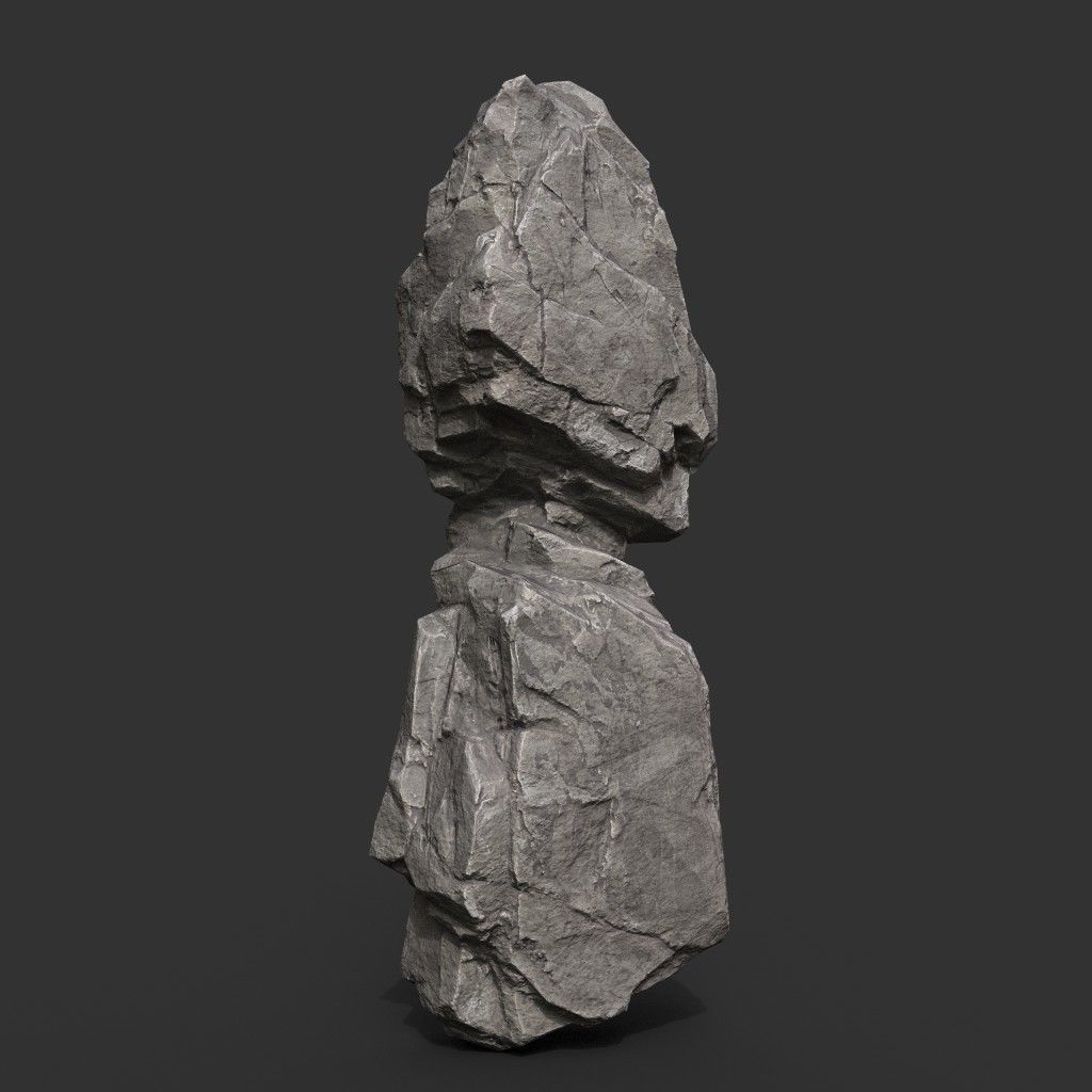 Gray Vertical Rock Modular 221120 - Ultra HD 16K Texture Low-poly 3D model_13