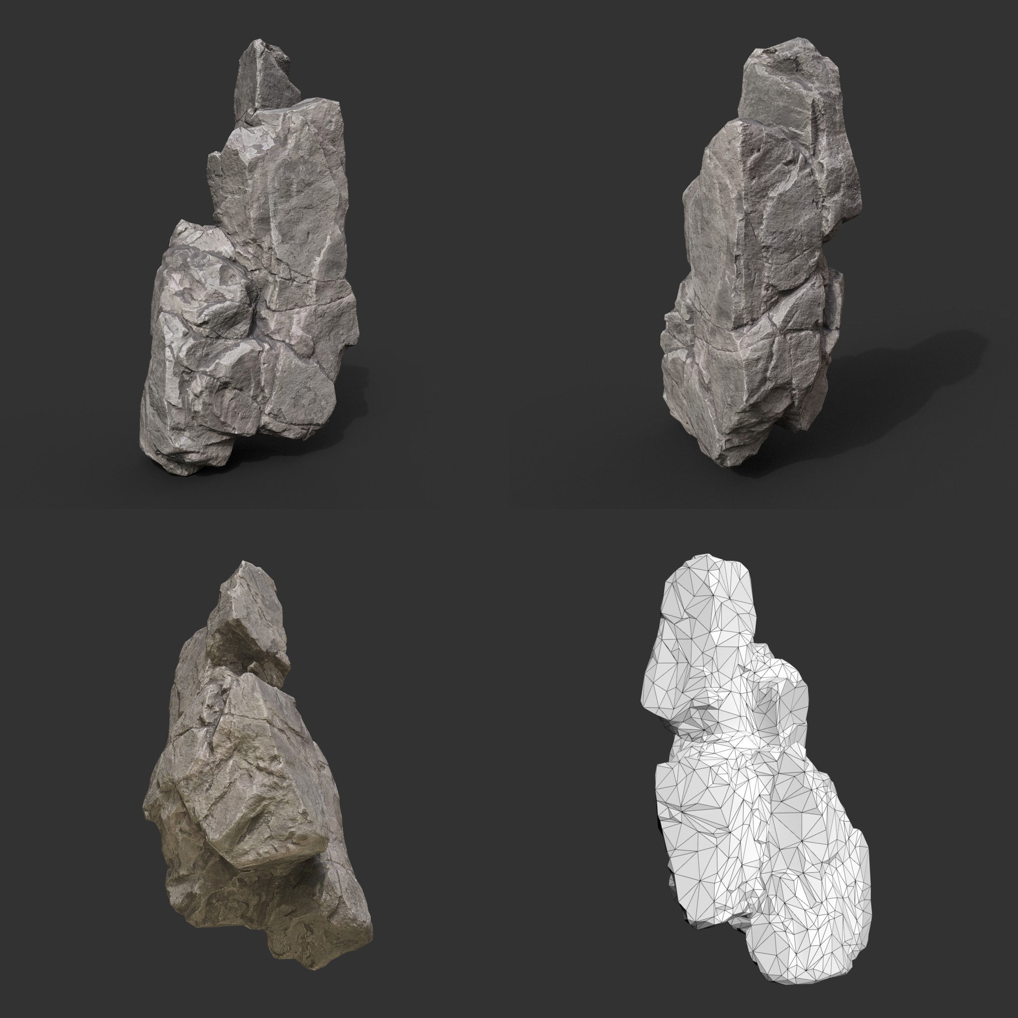 Gray Vertical Rock Modular 221120 - Ultra HD 16K Texture Low-poly 3D model_12