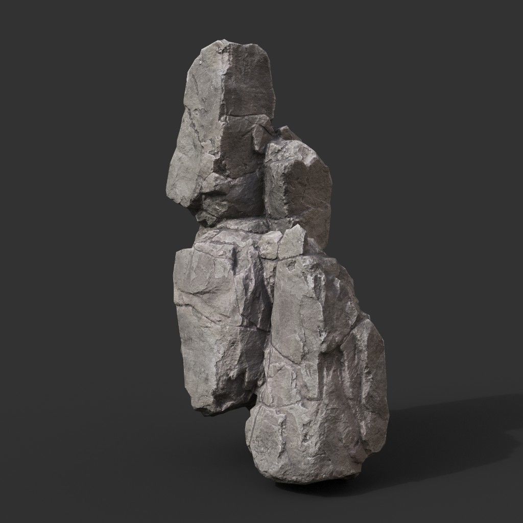 Gray Vertical Rock Modular 221120 - Ultra HD 16K Texture Low-poly 3D model_11