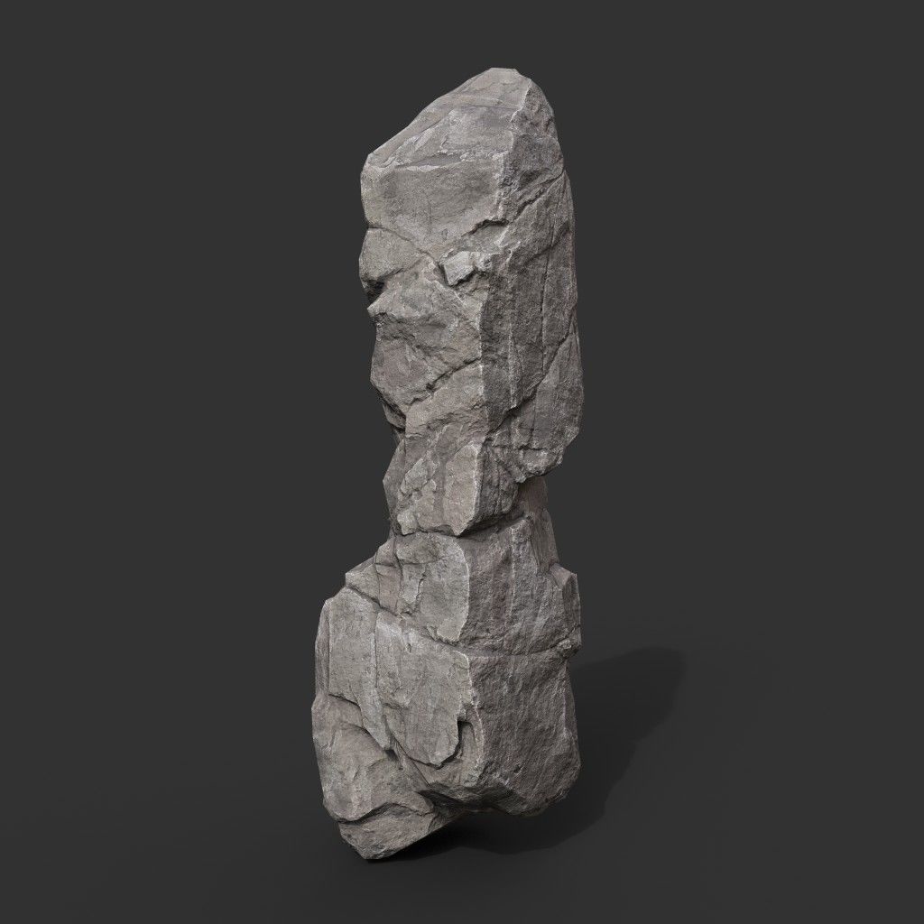 Gray Vertical Rock Modular 221120 - Ultra HD 16K Texture Low-poly 3D model_3