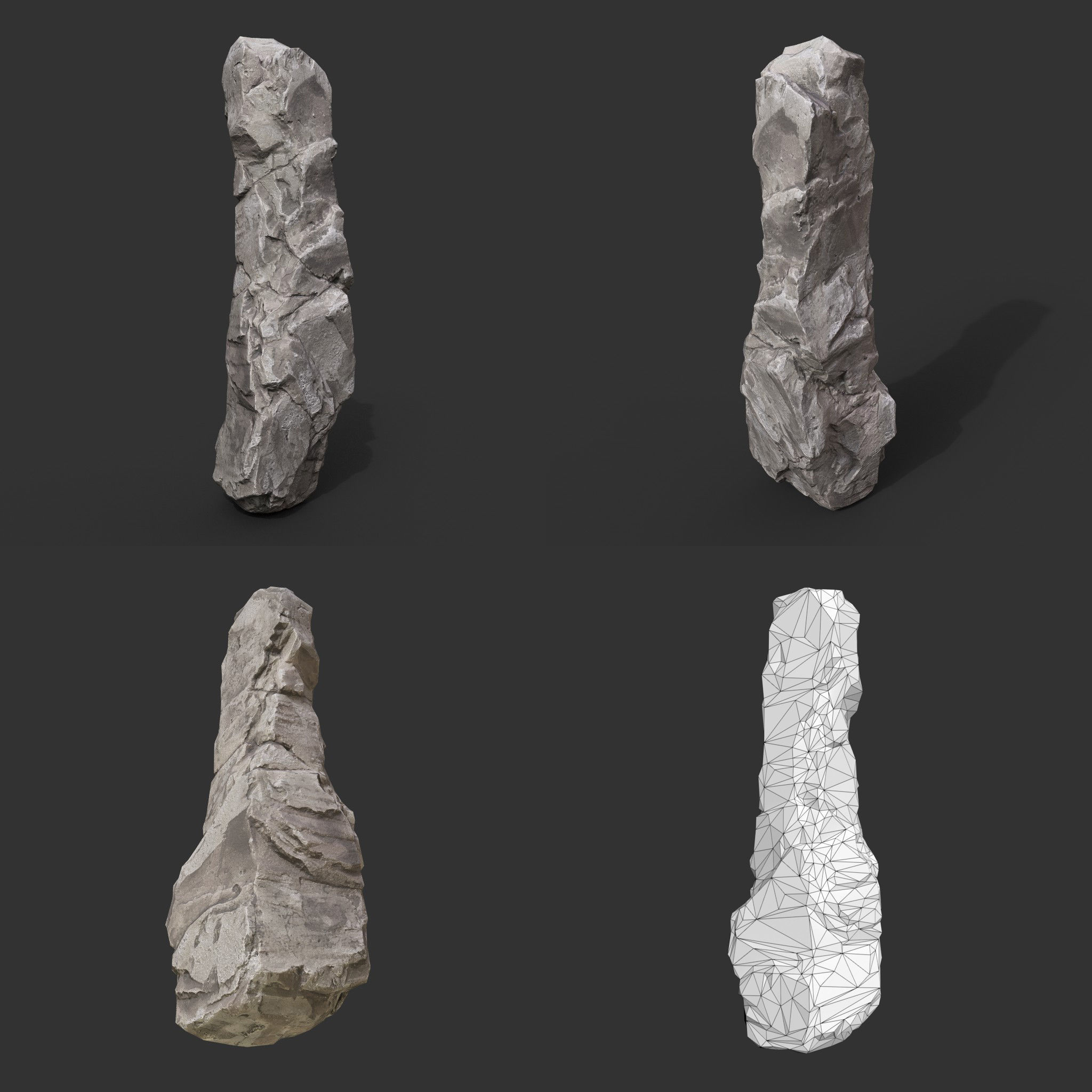 Gray Vertical Rock Modular 221120 - Ultra HD 16K Texture Low-poly 3D model_2