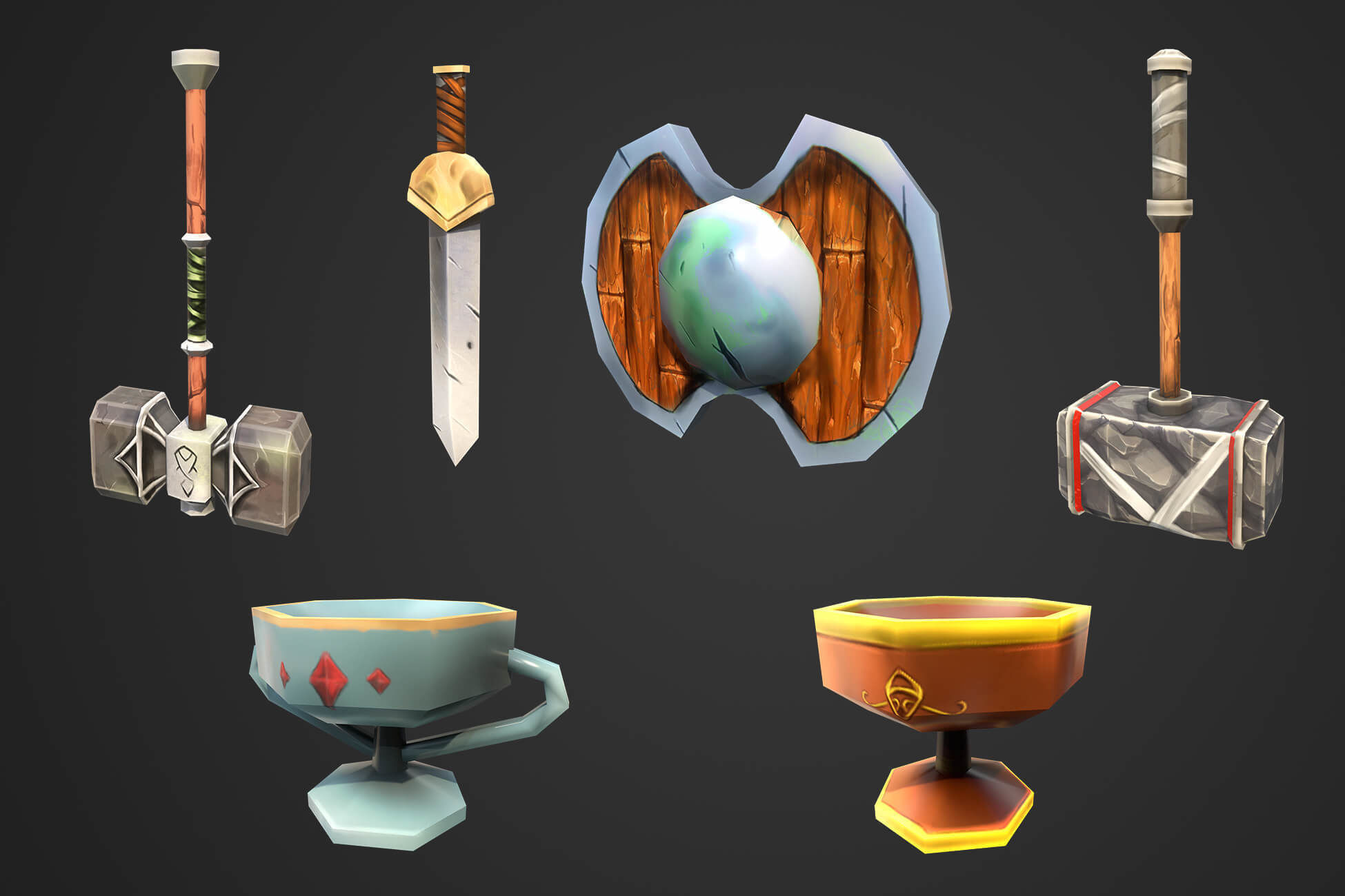 Treasure Chest Kit Low-poly 3D model_2