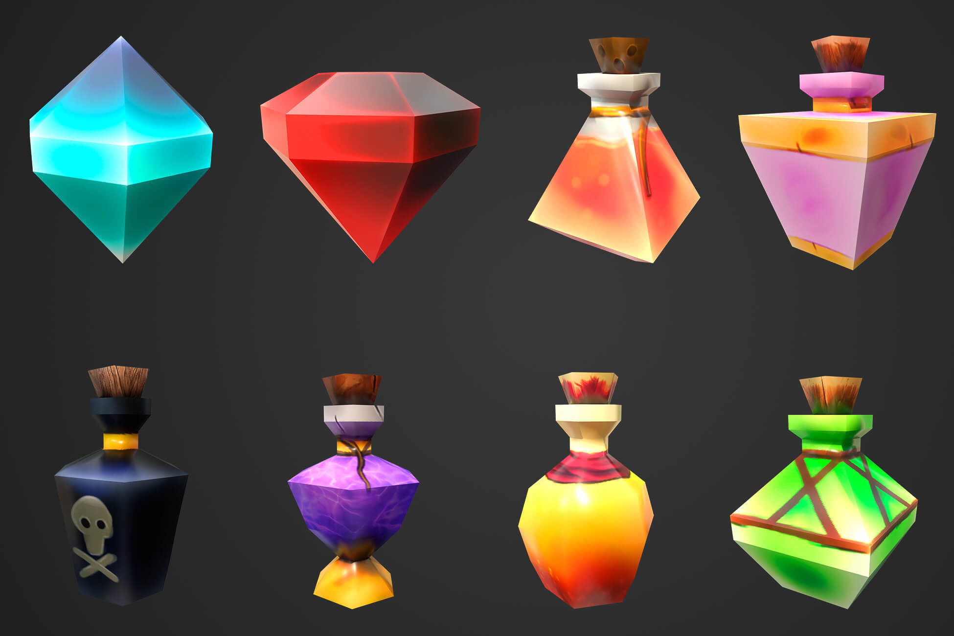 Treasure Chest Kit Low-poly 3D model_3