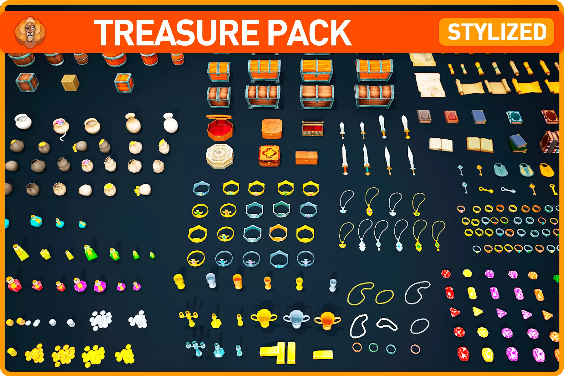 Fantasy Treasure Pack Low-poly 3D model_0