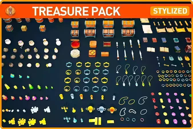Fantasy Treasure Pack Low-poly 3D model