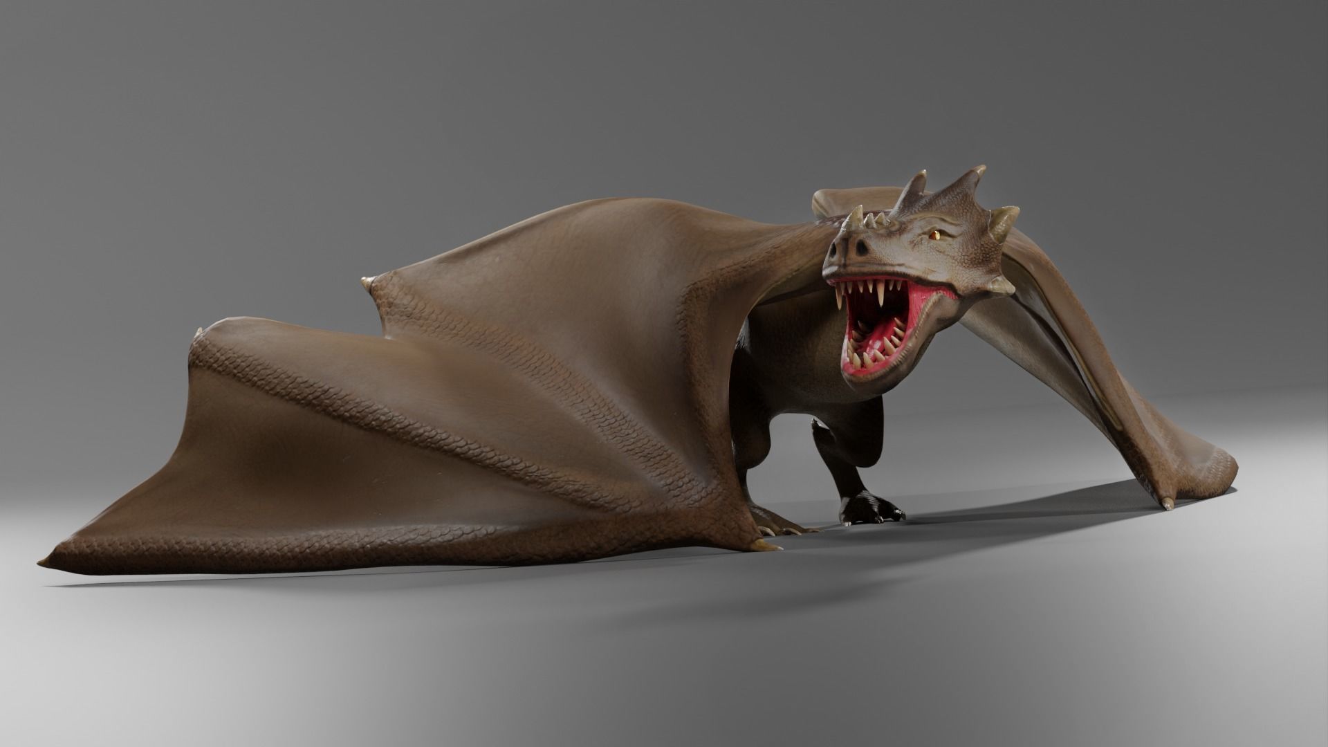 Fantasy Fire Dragons Low-poly 3D model_10