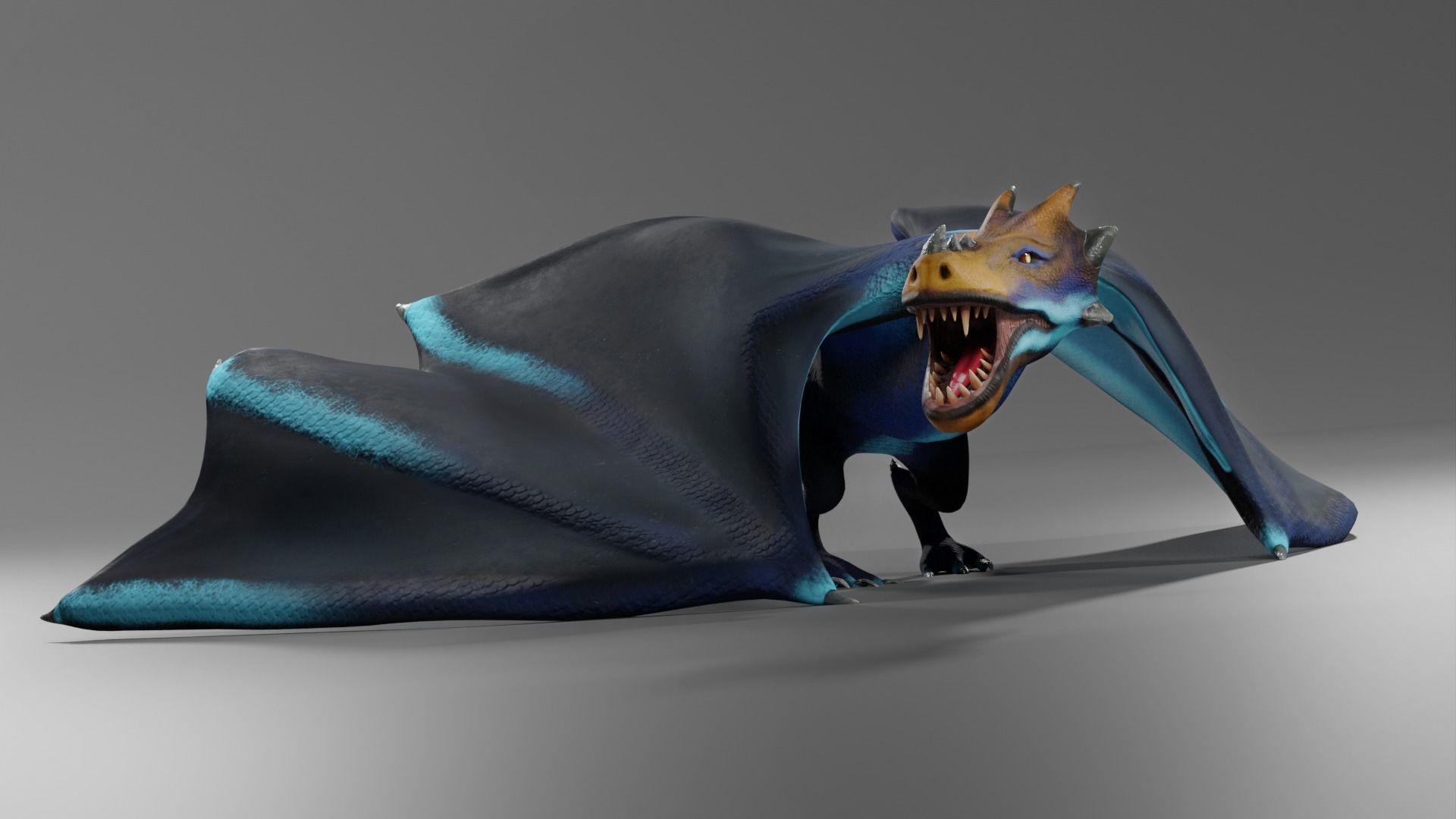 Fantasy Fire Dragons Low-poly 3D model_9