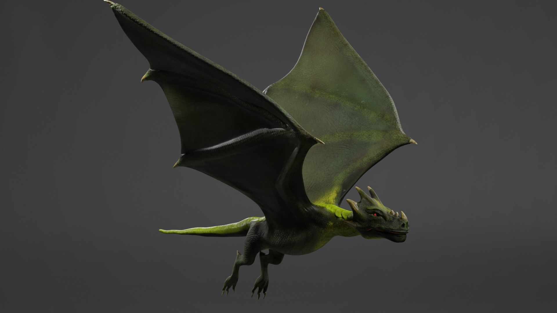 Fantasy Fire Dragons Low-poly 3D model_2