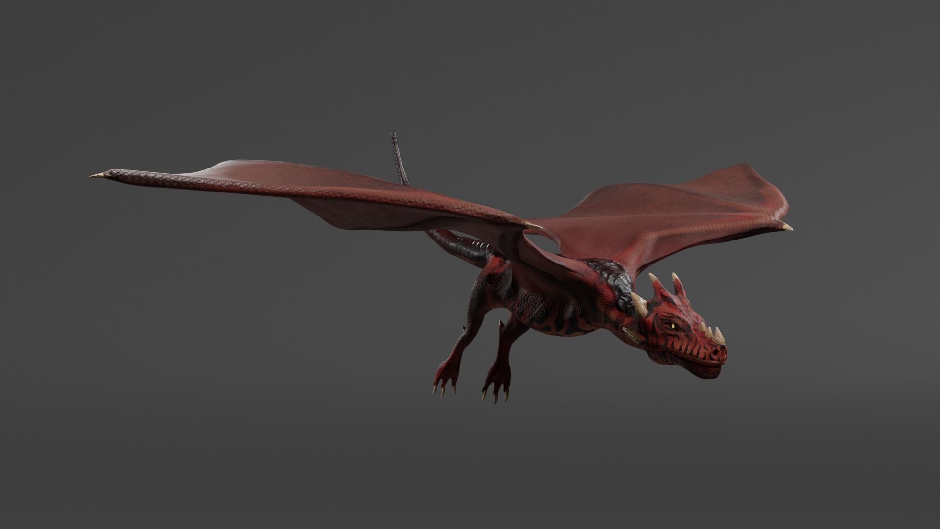 Fantasy Fire Dragons Low-poly 3D model_28