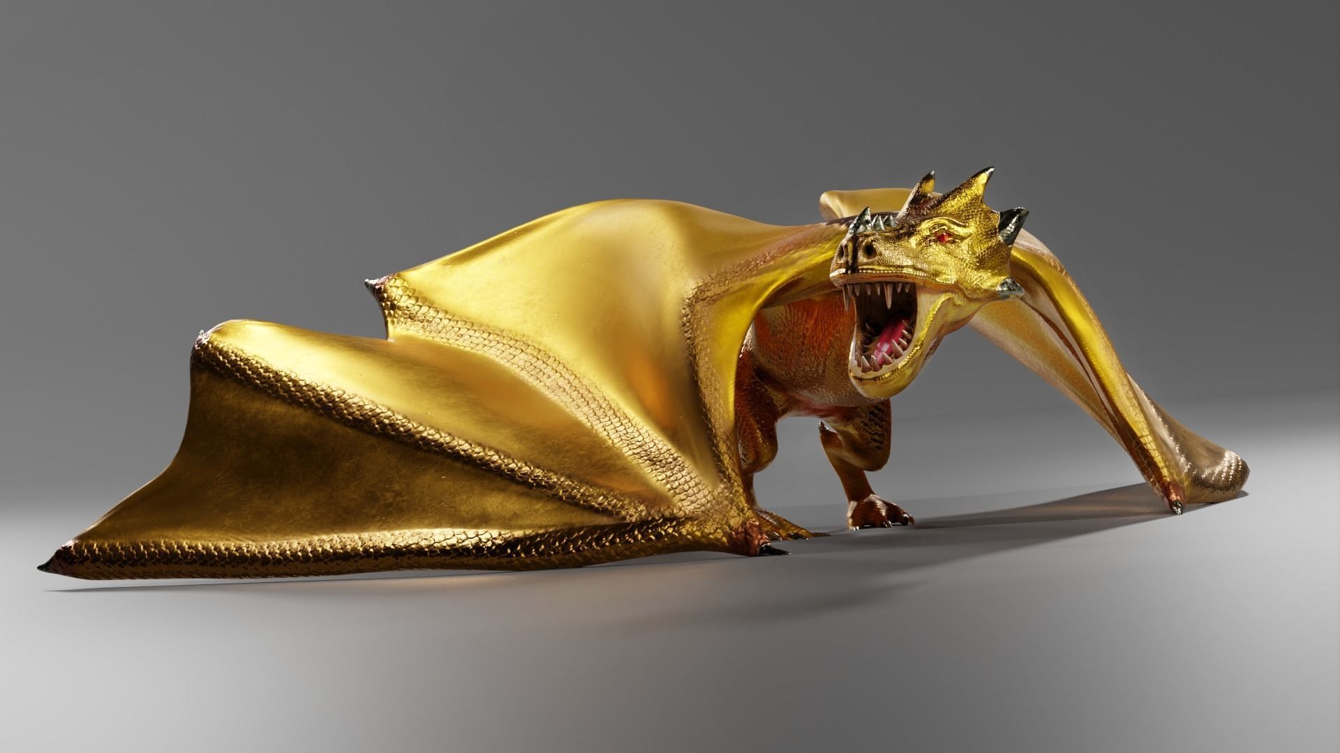 Fantasy Fire Dragons Low-poly 3D model_11